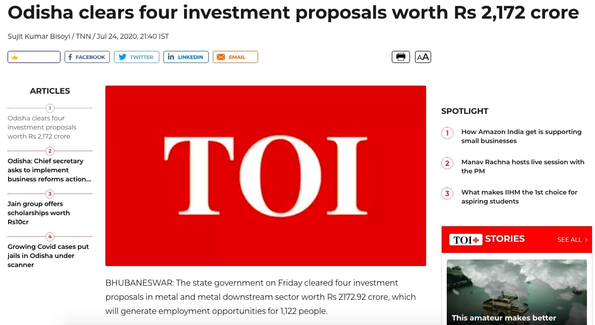 Odisha clears investment proposals worth Rs 2172 crore